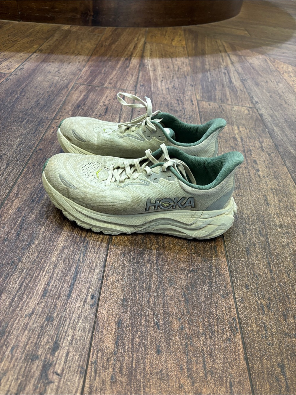 Hoka Platform Runner in Sage Green and Dark Green